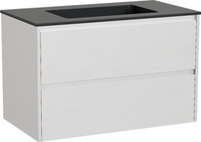 Storke Seda zwevend badmeubel 95 x 52 cm mat wit met Scuro enkele wastafel in kwarts mat zwart