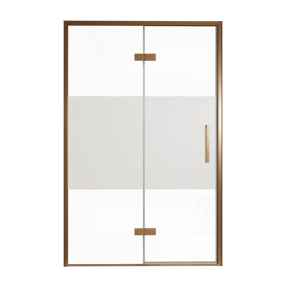 Balmani Senses Design douche draaideur links 140 cm x 210 cm Helder glas met matte strook, Brushed Rosegold profielen