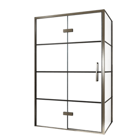 Balmani Senses Design douchecabine met linkse draaideur en vaste zijwand, 120 x 80 cm, Lined, Brushed GunMetal profielen