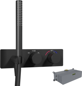 Blaufoss Dreambox Round thermostat de douche encastré avec pommeau douche noir mat incl élément intégré