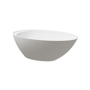 Balmani Colea ovaal vrijstaand bad 160 x 86 cm Solid Surface mat wit met geïntegreerde legplank