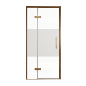 Balmani Senses Design douche draaideur links 100 cm x 210 cm Helder glas met matte strook, Brushed Rosegold profielen