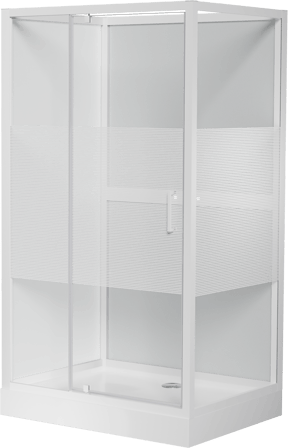 Luca Varess Talan rechthoekige douchecabine met draaideuren 90 x 120 cm helder glas met mat gestreepte strook glanzend wit profiel