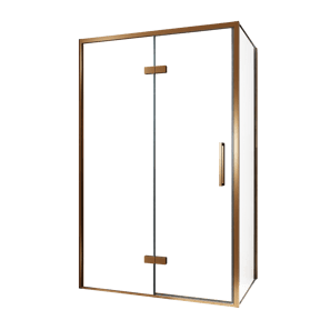 Balmani Senses Design douchecabine met linkse draaideur en vaste zijwand, 120 x 80 cm, Helder glas, Brushed Rosegold profielen