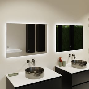 Balmani Giro Touch rechteckig Badezimmerspiegel Ø 90 cm mit Spiegelbeleuchtung und Anti-Beschlag Spiegelheizung