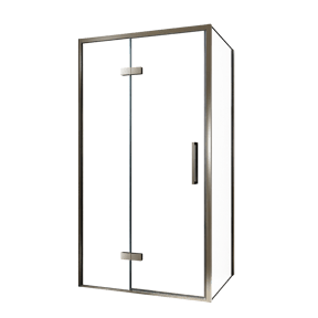 Balmani Senses Design douchehoek met linkse draaideur en vaste zijwand, 100 x 70 cm, Helder glas, Brushed GunMetal profielen