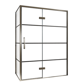 Balmani Senses Design douche d'angle avec porte pivotante à droite et paroi latérale fixe, 140 x 100 cm, Lined, Profil Brushed GunMetal