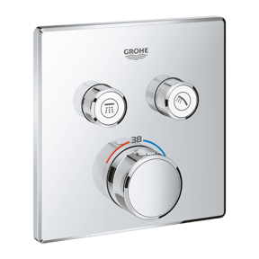 Grohe Grohtherm SmartControl Square Thermostat-Duscharmatur: Unterputz, für 2 Verbraucher, Chrom glänzend