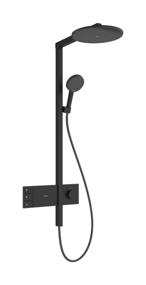 Hansgrohe Raindance Alive S 300 2jets Showerpipe Duschsystem mit Thermostatbatterie: Wandmontage, Schwarz Matt
