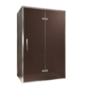 Balmani Senses Design Eckdusche: Drehtür (Rechts) mit fixierte Seitenwand, 120 x 90 cm, Bronze, Profil Chrom