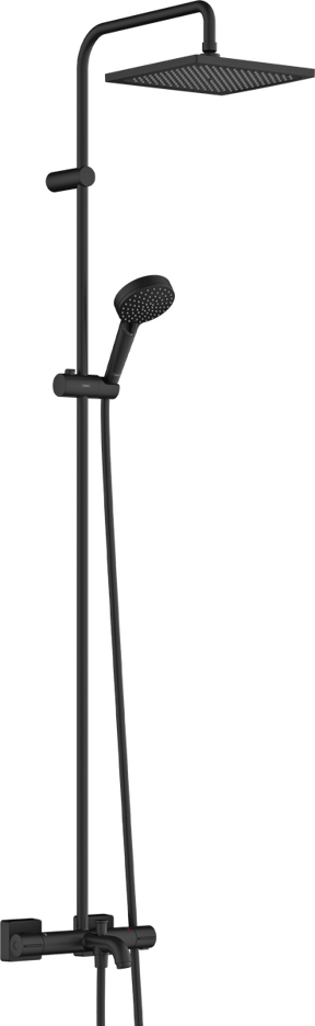 Hansgrohe Vernis Shape colonne de douche de pluie avec robinet de baignoire thermostatique Noir Mat