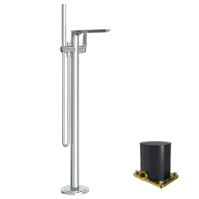 Blaufoss Expo vrijstaande badmengkraan met douchekop glanzend chroom