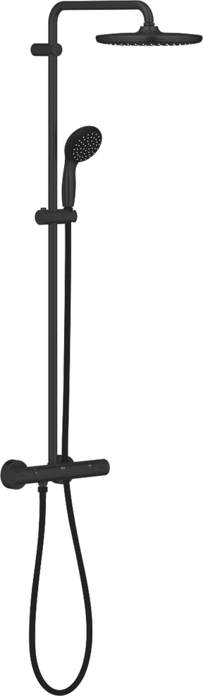 Grohe Vitalio Start Regendusche Duschsystem mit Thermostatbatterie: Wandmontage, Schwarz Matt
