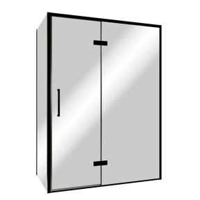 Balmani Senses Design Eckdusche: Drehtür (Rechts) mit fixierte Seitenwand, 140 x 90 cm, Reflex-Spiegelglas, Profil Schwarz