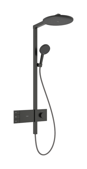 Hansgrohe Raindance Alive S 300 2jets Showerpipe Duschsystem mit Thermostatbatterie: Wandmontage, Brushed Black Chrome