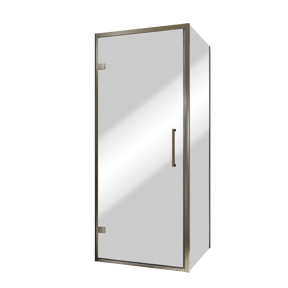 Balmani Senses Design douche en coin avec porte pivotante à gauche et paroi latérale fixe, 90 x 100 cm, Miroir Reflex, Profil Brushed GunMetal