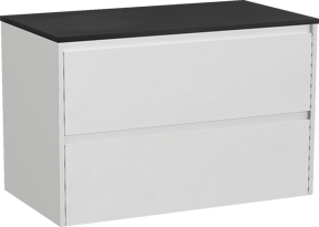 Storke Seda zwevend badkamermeubel 95 x 52 cm mat wit met Panton enkel tablet in gepoedercoate mdf mat zwart