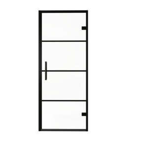 Balmani Senses Design douche draaideur rechts 90 cm x 210 cm Lined glas, Zwarte profielen