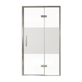 Balmani Senses Design douche draaideur rechts 120 cm x 210 cm Helder glas met matte strook, Chroom profielen