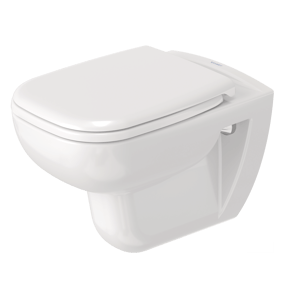 Duravit D-Code hangtoilet glanzend wit zonder spoelrand met softclose wc-bril