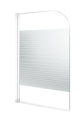 Linie Palma Badewannenaufsatz: 80 cm, Klarglas mit gestreiftem mattem Band, Weißes Profil