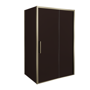 Balmani Senses Design douchecabine met rechtse schuifdeur en vaste zijwand, 140 x 100 cm, Brons, Brushed Champagne Gold profielen