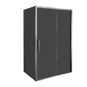 Balmani Senses Design douchehoek met rechtse schuifdeur en vaste zijwand, 140 x 80 cm, Rookglas, Glanzend chroom profielen