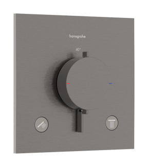 Hansgrohe Ecostat Comfort E Thermostat-Duscharmatur: Unterputz, für 2 Verbraucher, Brushed Black Chrome