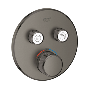 Grohe Grohtherm SmartControl Round Thermostat-Duscharmatur: Unterputz, für 2 Verbraucher, Brushed Hard Graphite