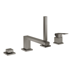 Grohe Eurocube 4-Loch Badewannenrandarmatur: Brushed Hard Graphite, mit Brausekopf