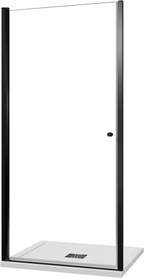 Luca Varess Kuresa porte pivotante 100 x 200 cm verre transparent profil noir mat