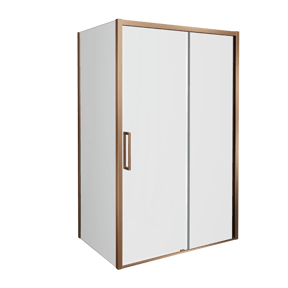 Balmani Senses Design douche d'angle avec porte coulissante à droite et paroi latérale fixe, 160 x 90 cm, Verre transparent, Profil Brushed Rosegold