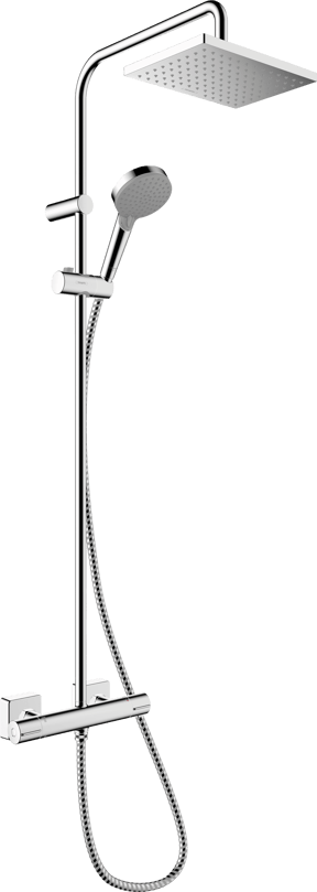 Hansgrohe Vernis Shape colonne de douche de pluie robinet thermostatique Chrome Brillant