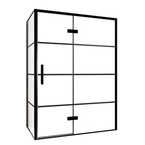 Balmani Senses Design douche d'angle avec porte pivotante à droite et paroi latérale fixe, 140 x 100 cm, Lined, Profil noir