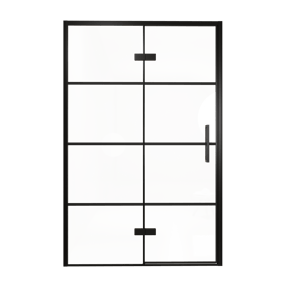 Balmani Senses Design Dusche Drehtür, Links, 140 cm x 210 cm, Lined, Profil Schwarz