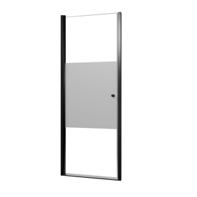 Luca Varess Kuresa douche draaideur 80 x 200 cm helder glas met matte strook mat zwart profiel
