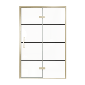 Balmani Senses Design douche draaideur rechts 140 cm x 210 cm Lined glas, Brushed Champagne Gold profielen