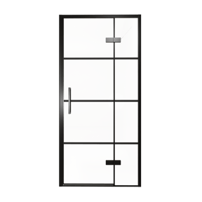 Balmani Senses Design porte pivotante à droite 100 cm x 210 cm verre Lined, Profil noir