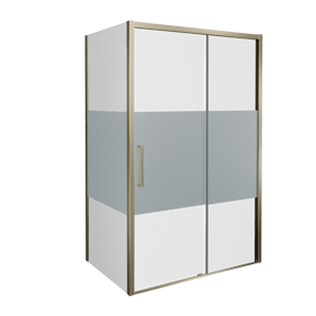Balmani Senses Design douchecabine met rechtse schuifdeur en vaste zijwand, 160 x 80 cm, Helder glas met matte strook, Brushed Champagne Gold profielen