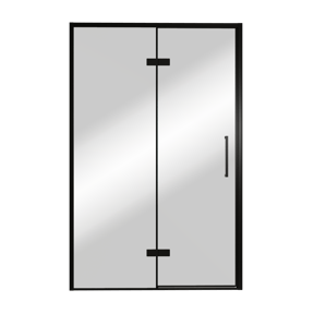 Balmani Senses Design douche draaideur links 140 cm x 210 cm Reflex spiegelglas, Zwarte profielen