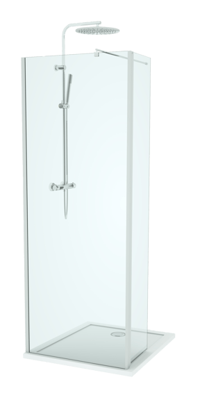 Linie Twist douche à l'italienne avec panneau latéral pivotant 80 x 200 cm verre transparent profil chrome brillant