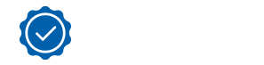 Icône avec engrenage bleu et coche, symbole de garantie