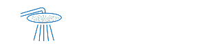 Piktogramm mit Duschkopf und Wasserstrahl, verweist auf das Abspülen nach der Reinigung gemäß X²O Badezimmer Pflegetipps.