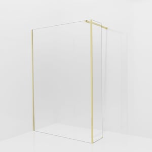 Balmani Modular Walk-In Dusche mit fester Seitenwand: 140 x 200 cm, Permafrost, inklusive Coating, Profil Brushed Champagne Gold