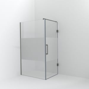 Balmani Modular douche à l'italienne avec porte: 120 x 200 cm avec porte 90 cm, Verre transparent avec bande mate, Profil Brushed Inox