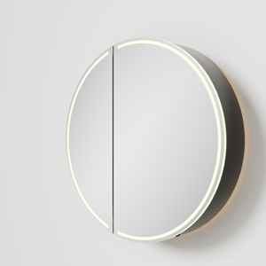 Balmani Mara armoire de toilette Rond lumineux et anti-buée Ø 70 cm Noir Mat