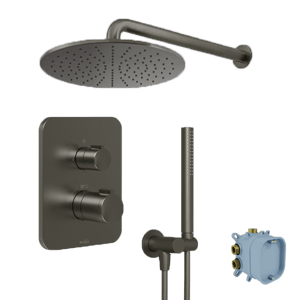 Blaufoss Smartbox Softline Duschsystem: Unterputz, inkl. Thermostat-Duscharmatur, Brushed Gunmetal