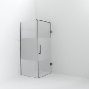Balmani Modular Walk-In Dusche mit Tür: 90 x 200 cm mit Tür 90 cm, Klarglas mit mattiertem Streifen, Profil Brushed Inox
