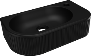 Luca Varess Rondo Ribs Handwaschbecken 41 x 22 cm Schwarz Matt keramik