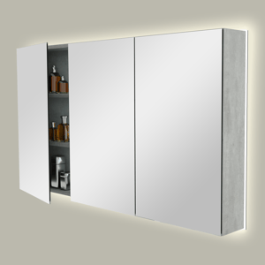 Storke Reflecta spiegelkast 130 x 75 cm beton donkergrijs met spiegelverlichting